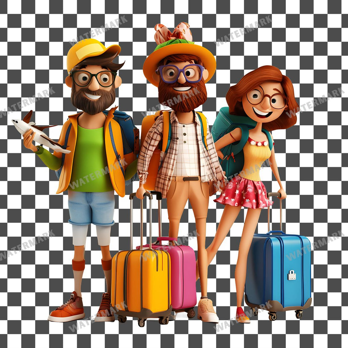 Traveling Characters Clipart Pngs