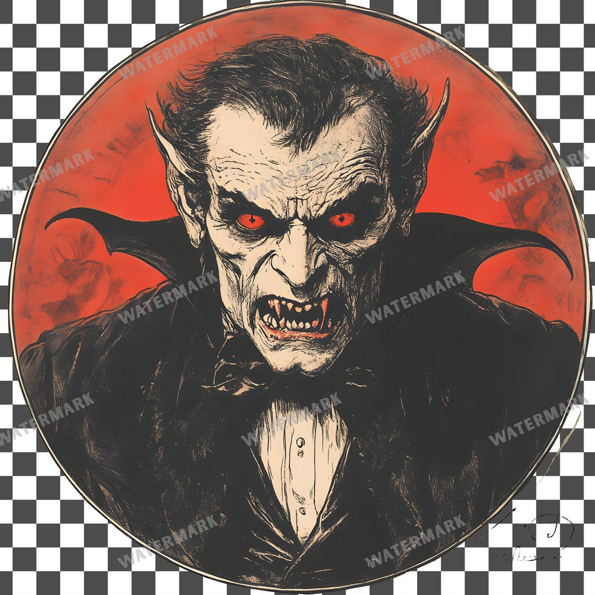 Vampire Vintage Style Clipart Pngs