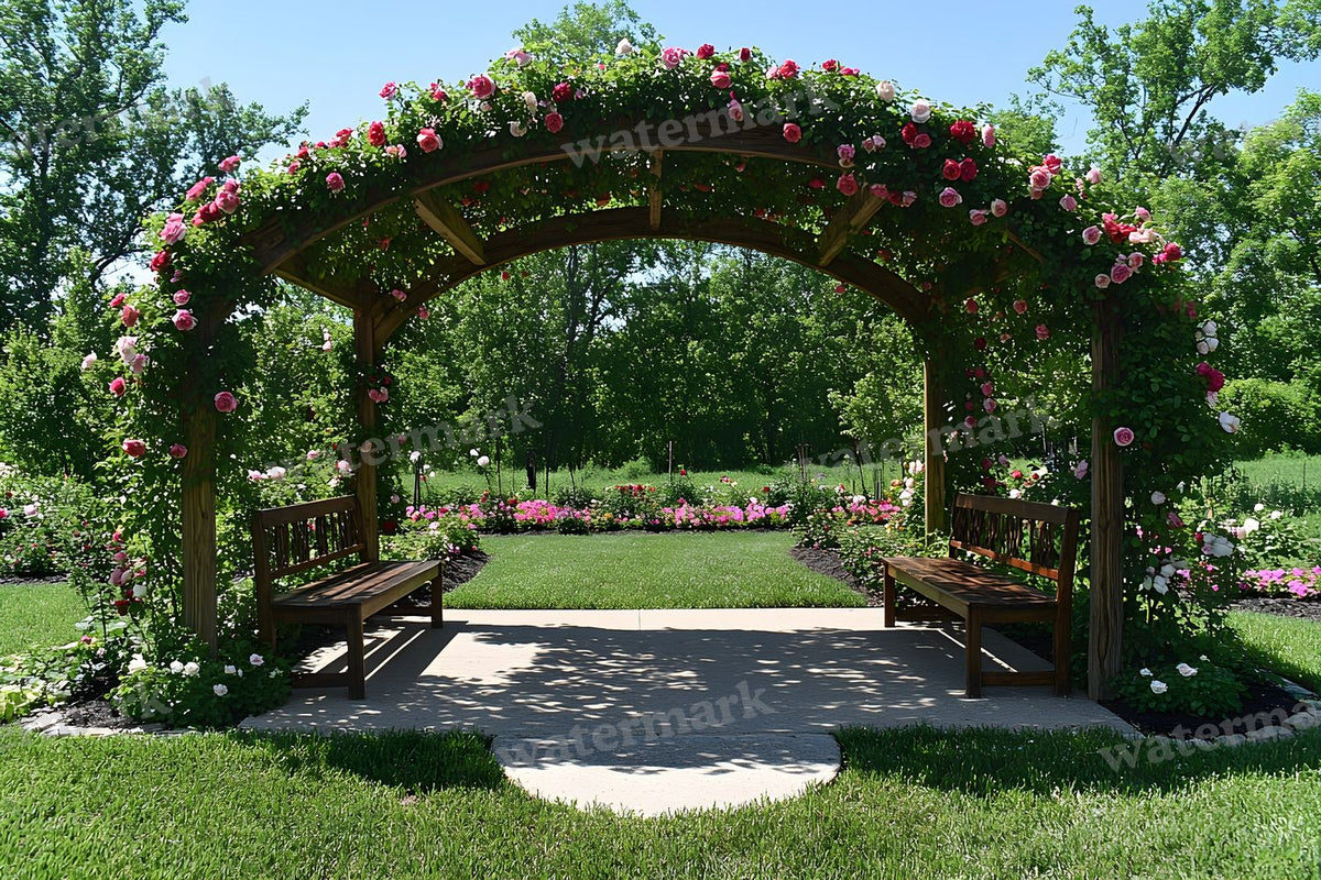 Victorian Arbor Garden digital photo backdrop for photo editing, preview 2