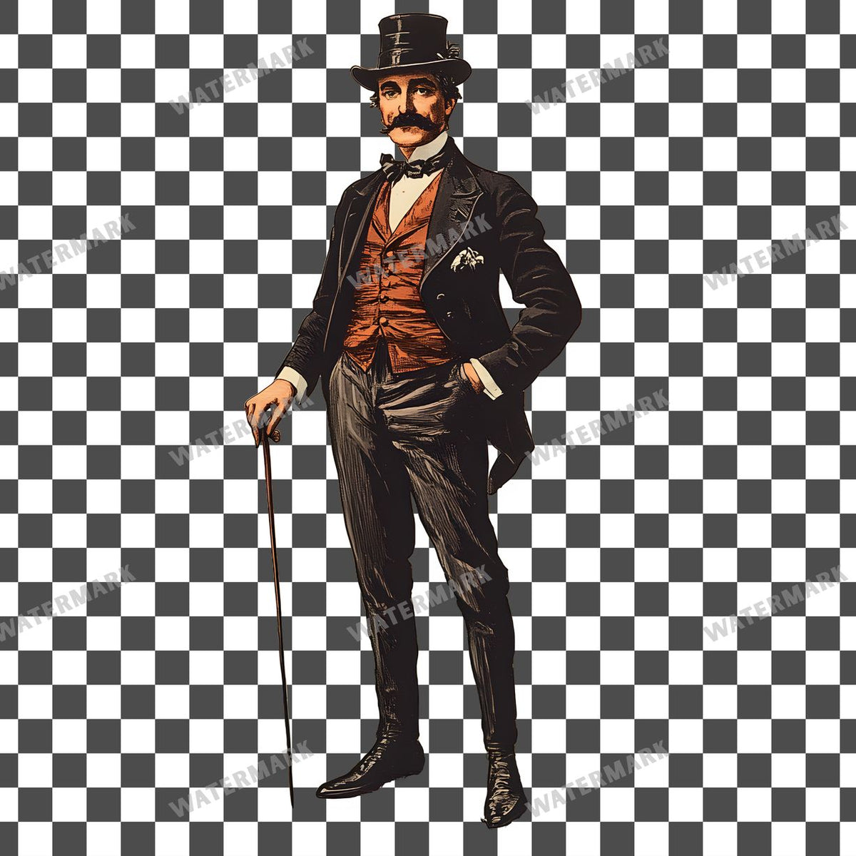 Victorian Man Vintage Style Clipart Pngs