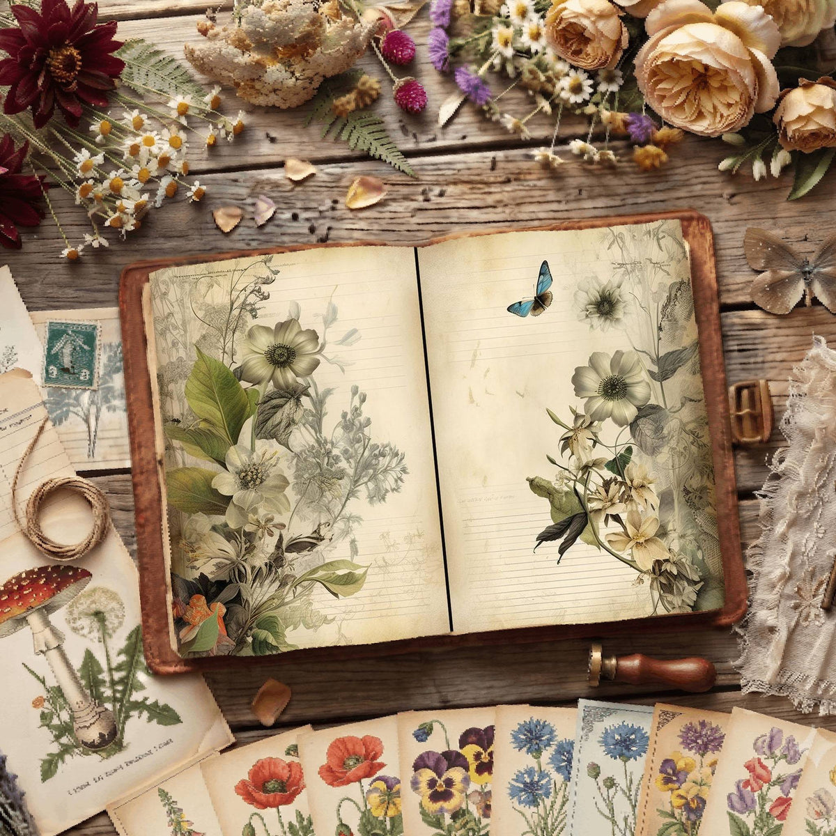Vintage Botanical Digital Papers