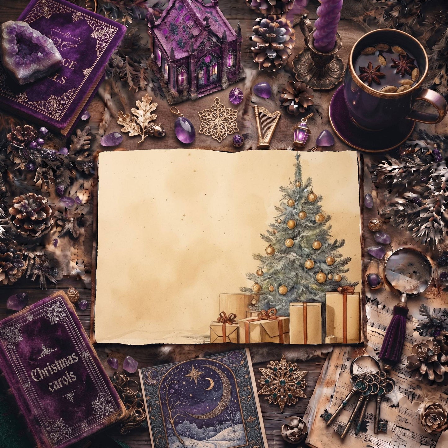 Vintage Christmas Tree Digital Papers