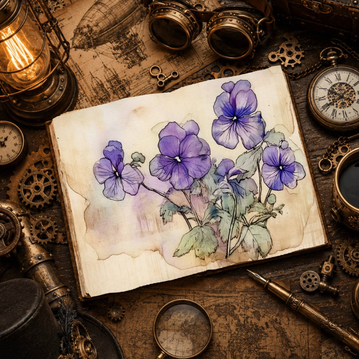 Violets Watercolour Digital Papers