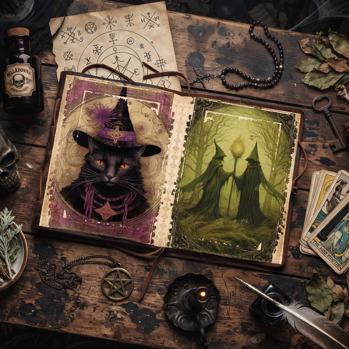 Witch printable junk journal paper, page preview 3