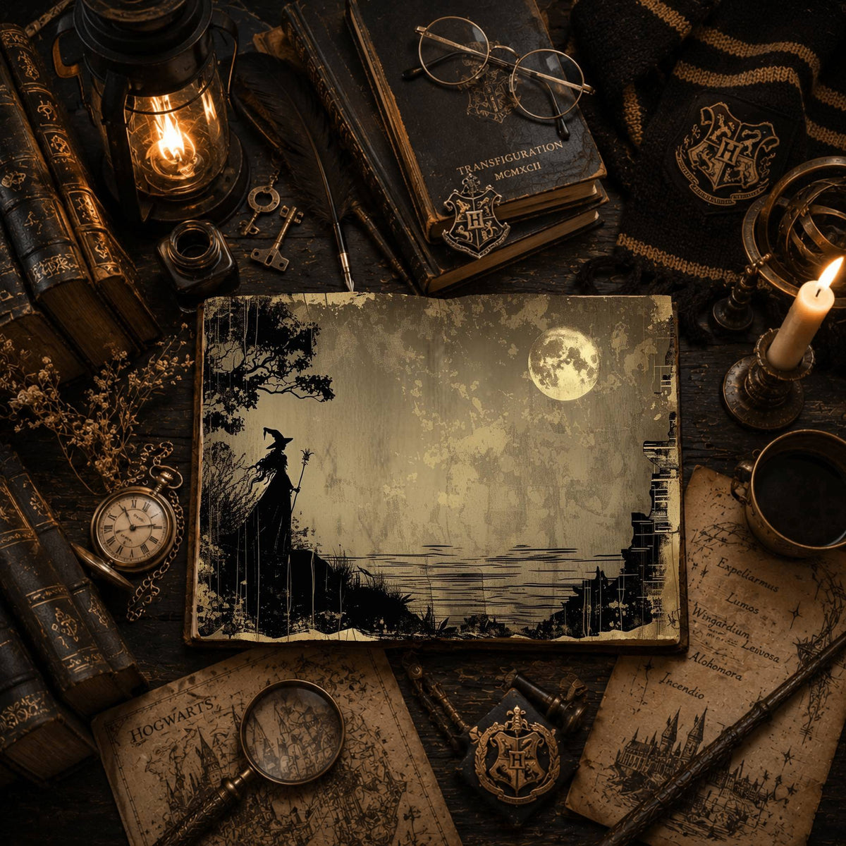 Witch printable junk journal paper, page preview 3