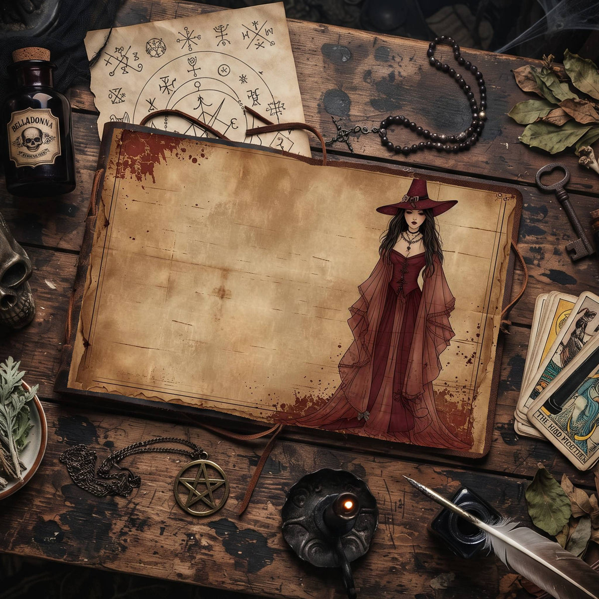Witch printable junk journal paper, page preview 3
