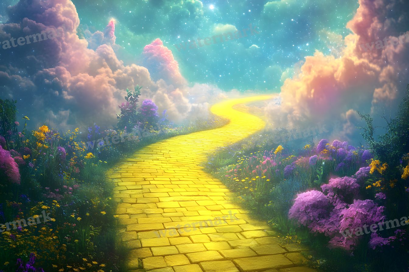 Wizard Of Oz Dreamscape With Floating Yellow Brick Road Backdrop Images