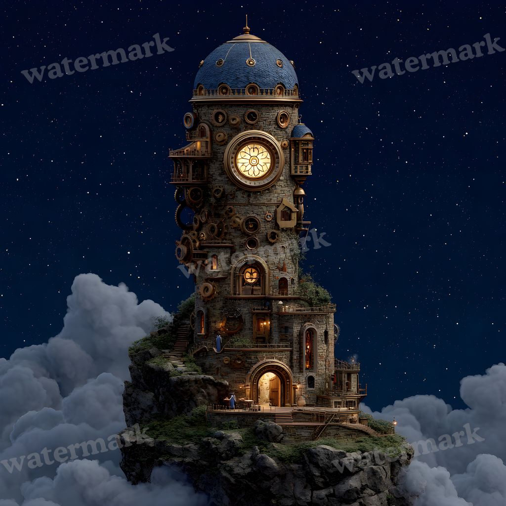 Wizardsteampunk Mountain Tower Backdrop Images