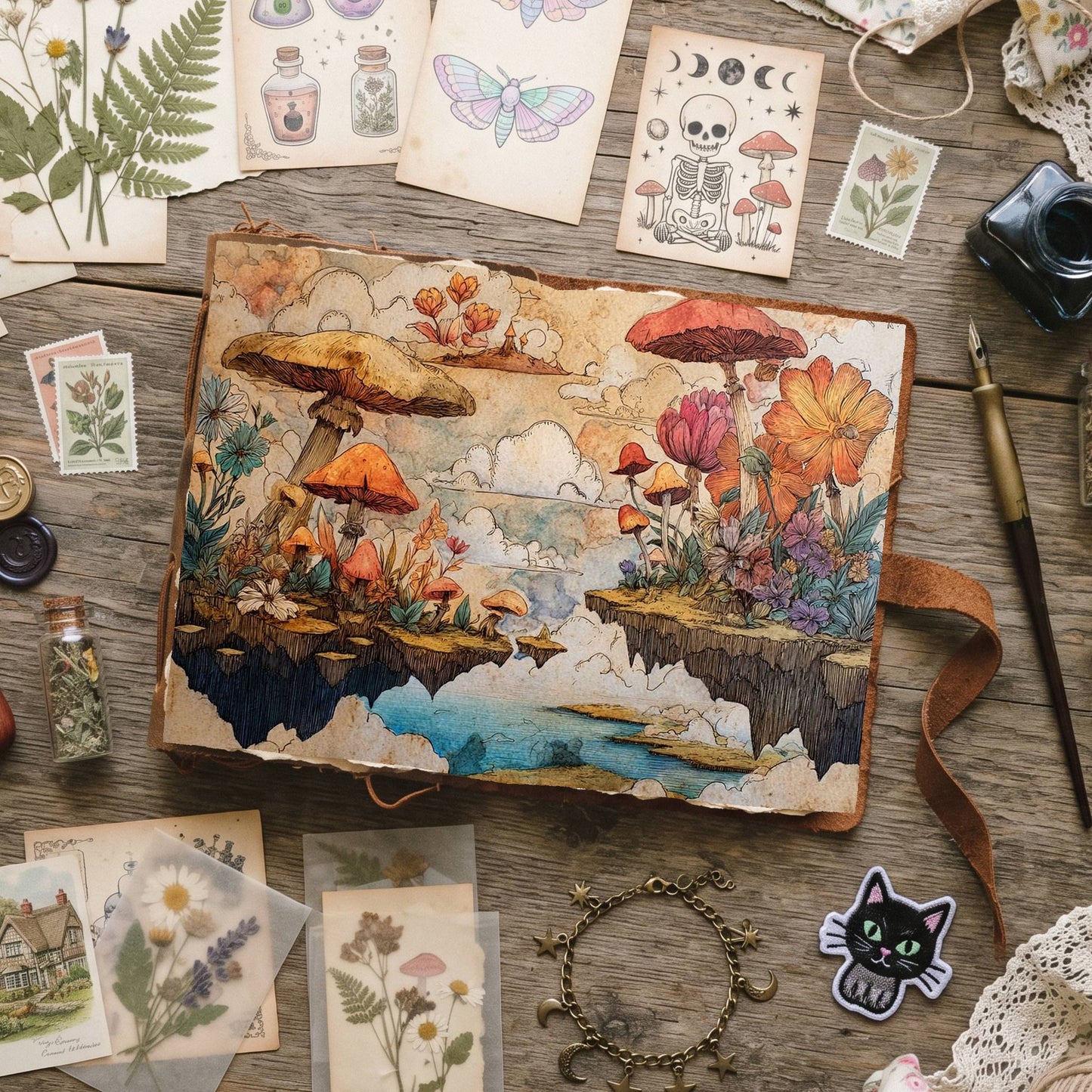 Wonderland Mushrooms Whimsical Digital Papers