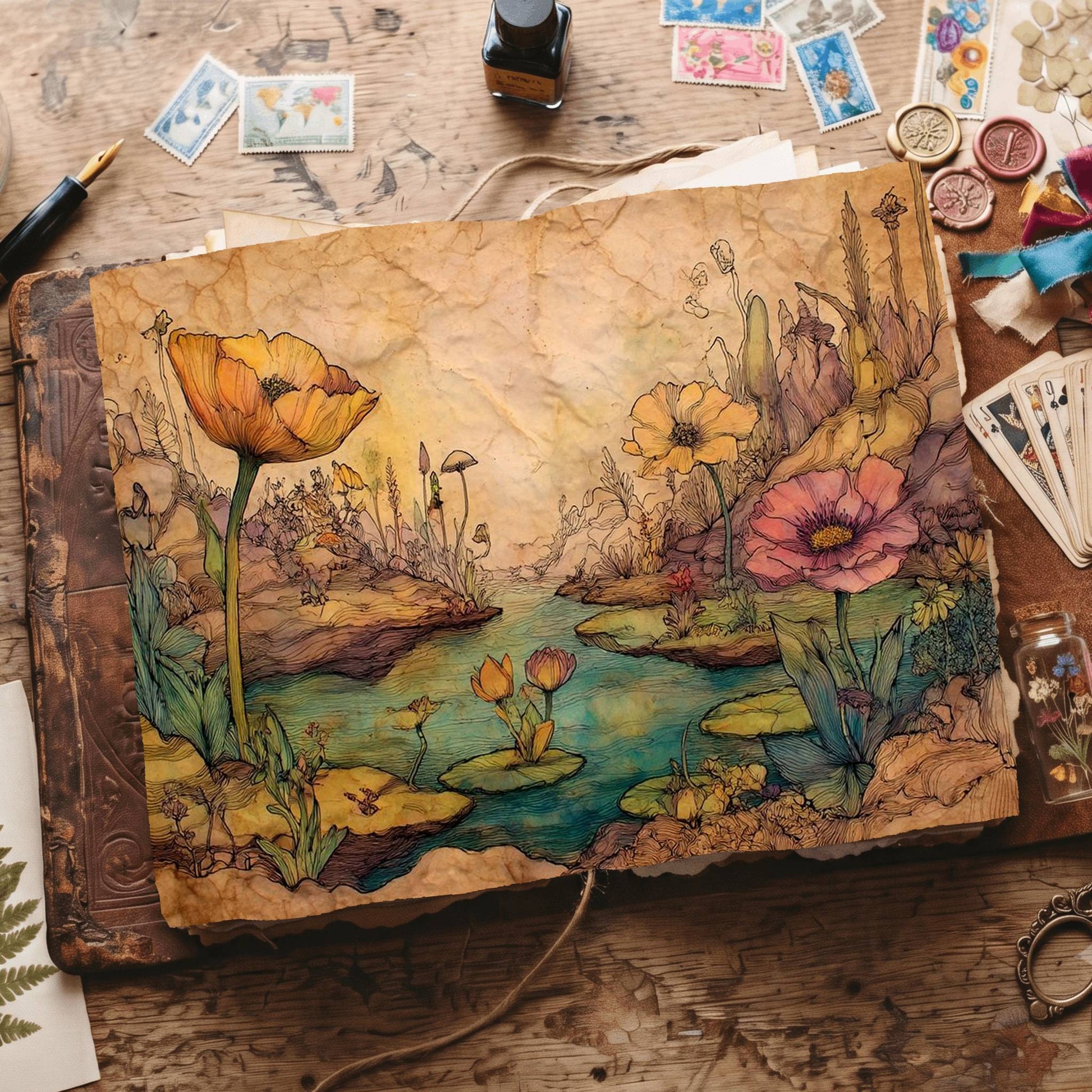 Wonderland Whimsical Landscape Digital Papers