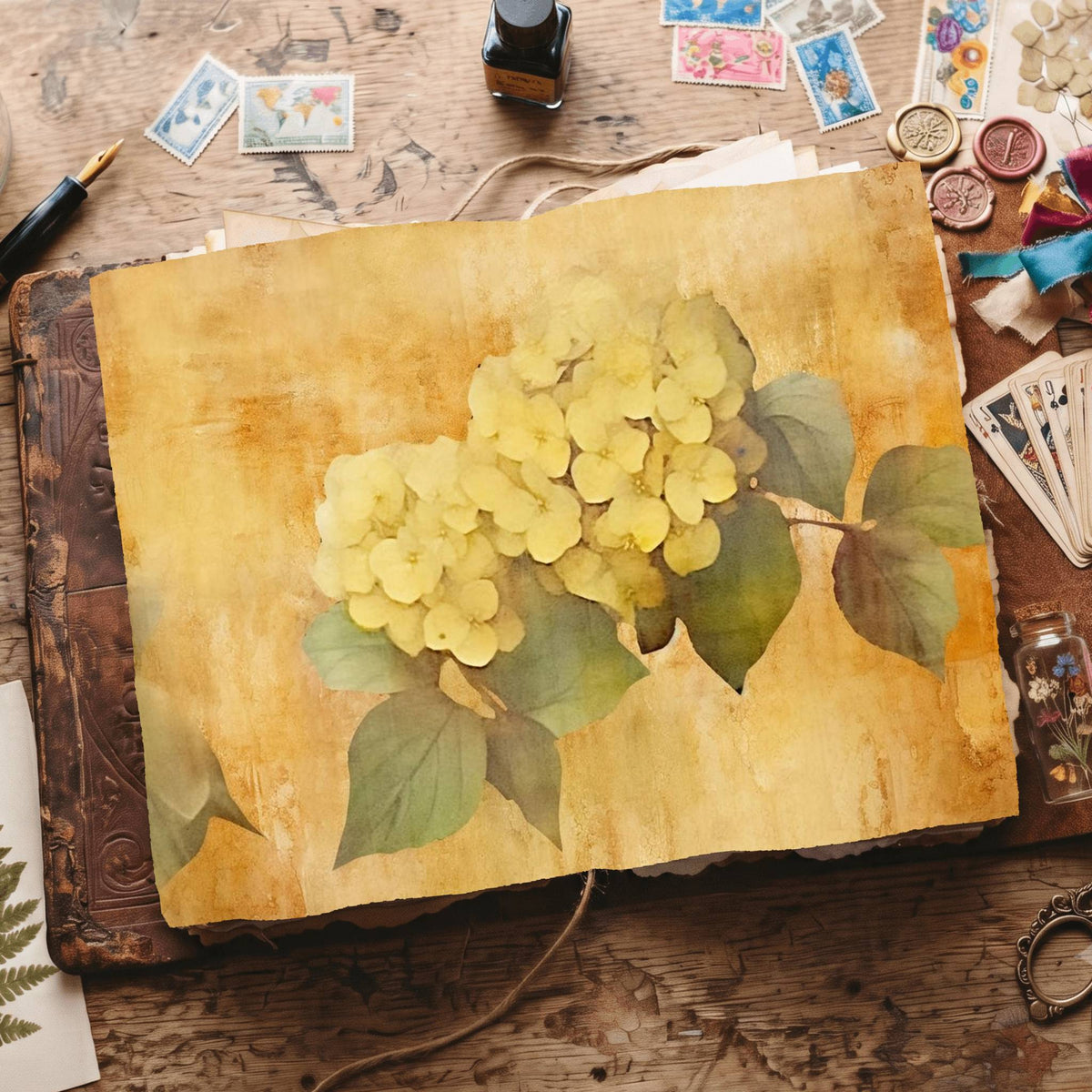 Yellow Hydrangea Digital Papers