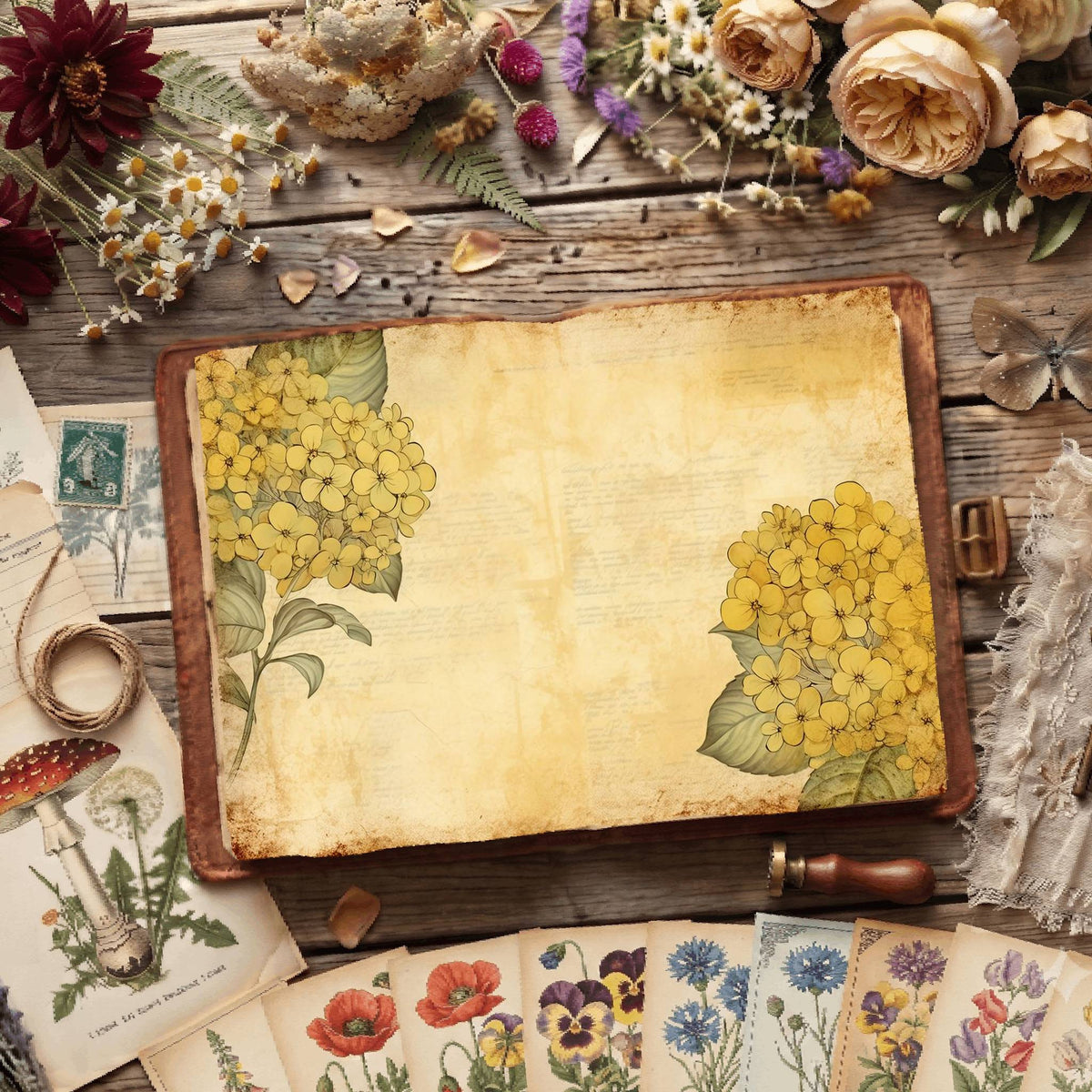 Yellow Hydrangea Digital Papers