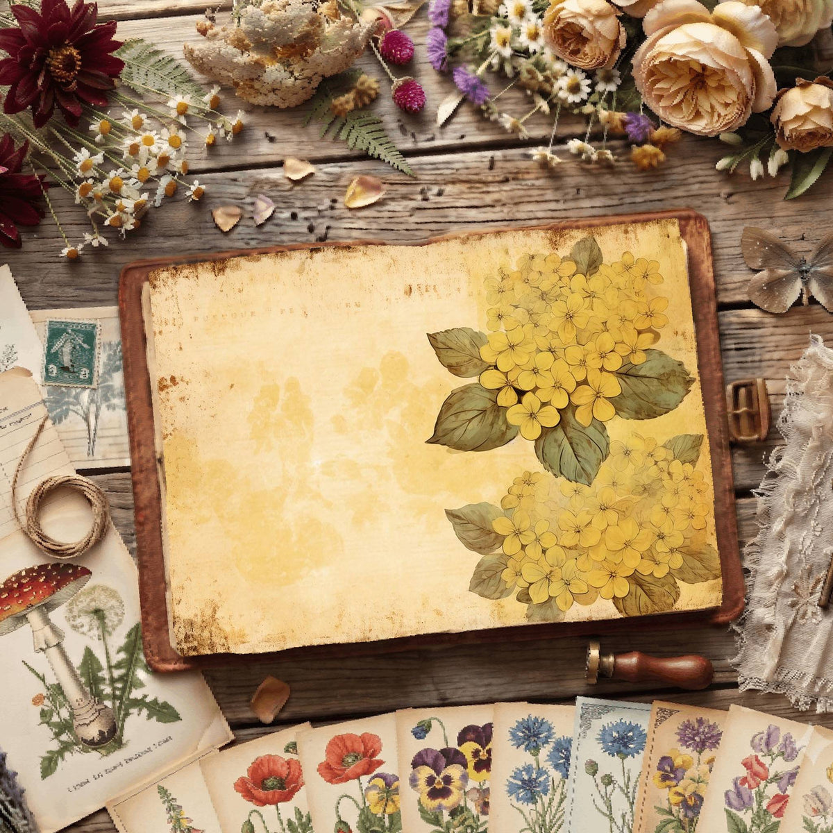 Yellow Hydrangea Digital Papers