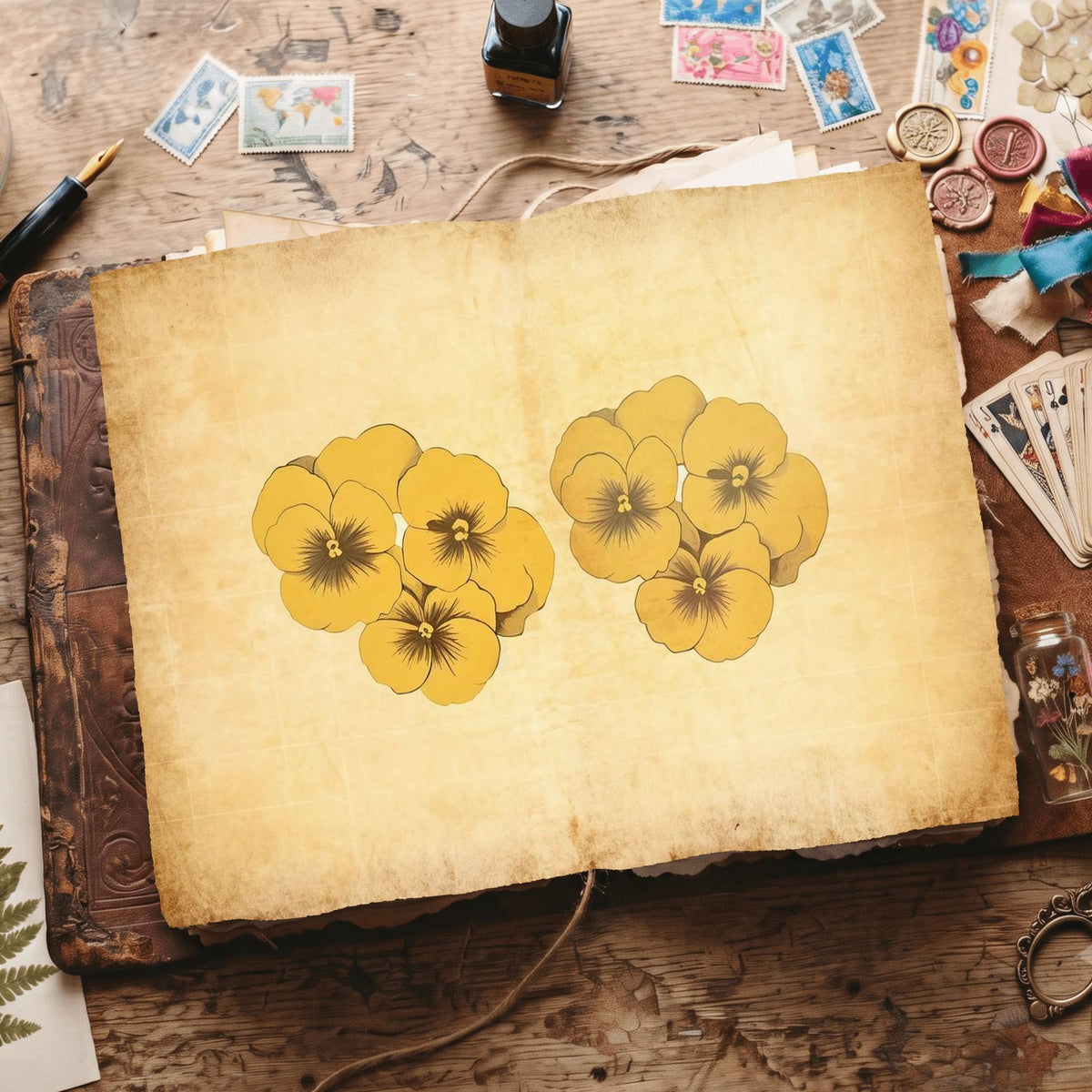 Yellow Pansies Digital Papers