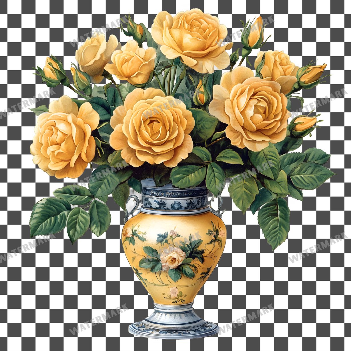 Yellow Rosease Vintage Style Clipart Pngs