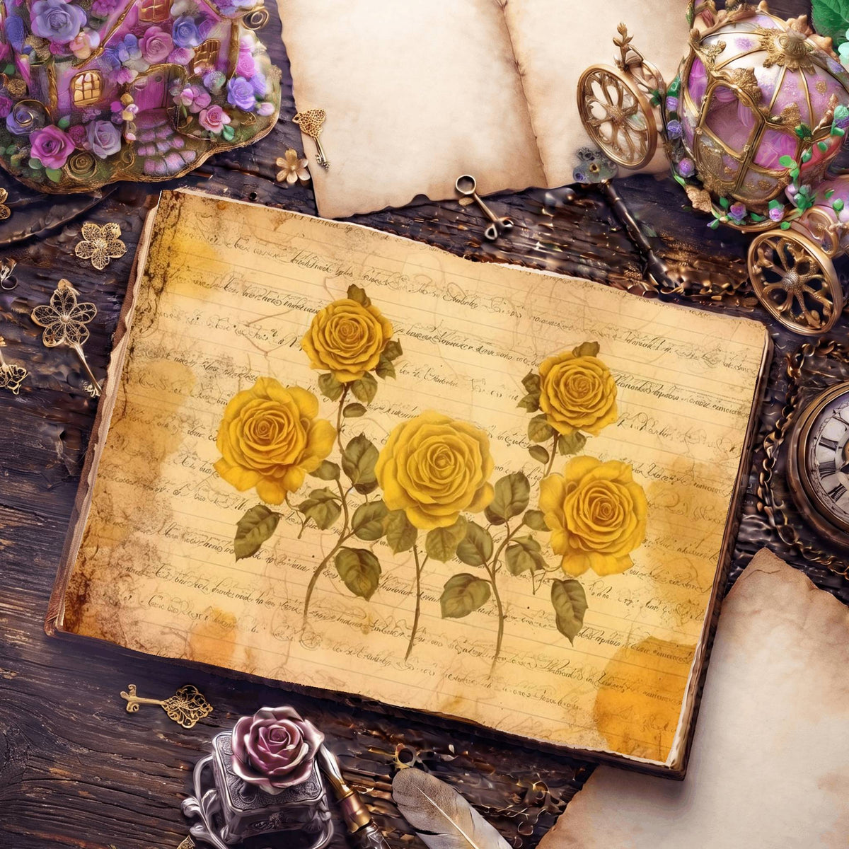 Yellow Roses Digital Papers