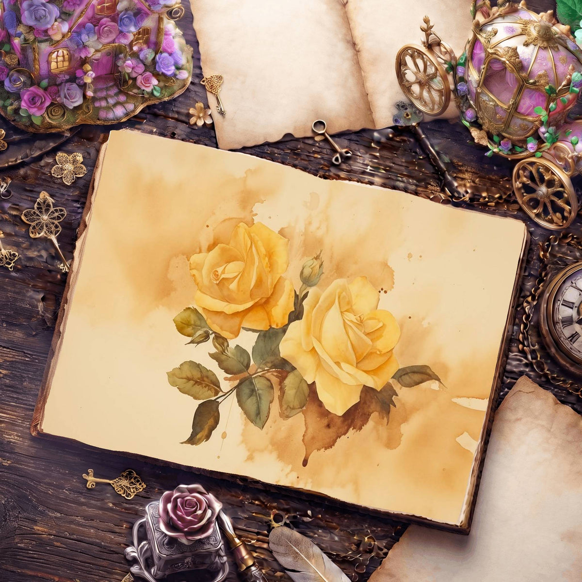 Yellow Roses Digital Papers