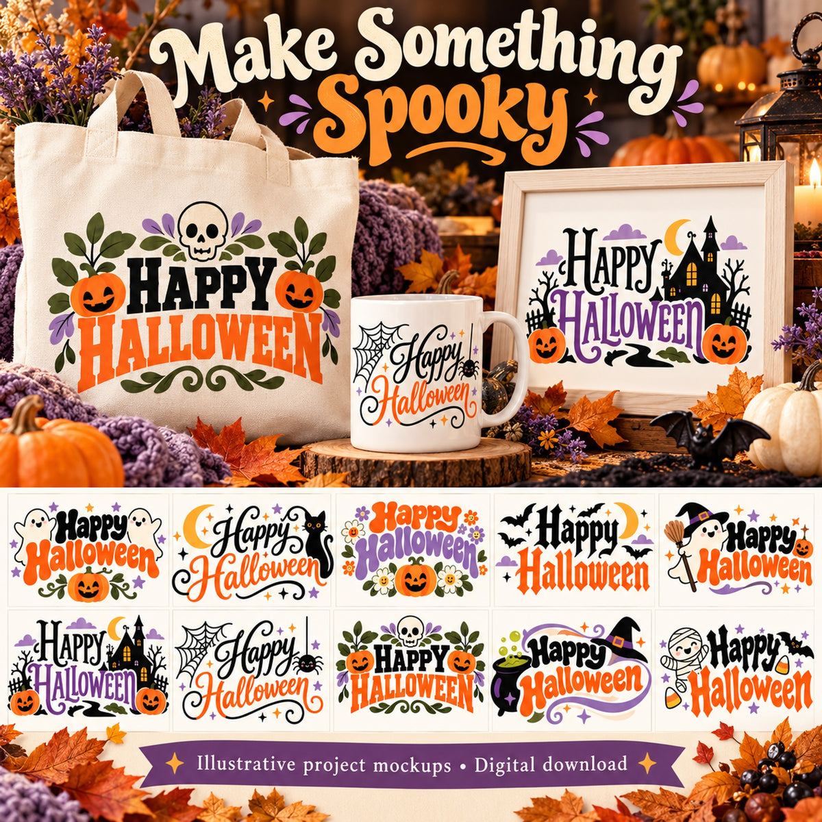 Happy Halloween SVG Pack - 10 Spooky Designs + PNG