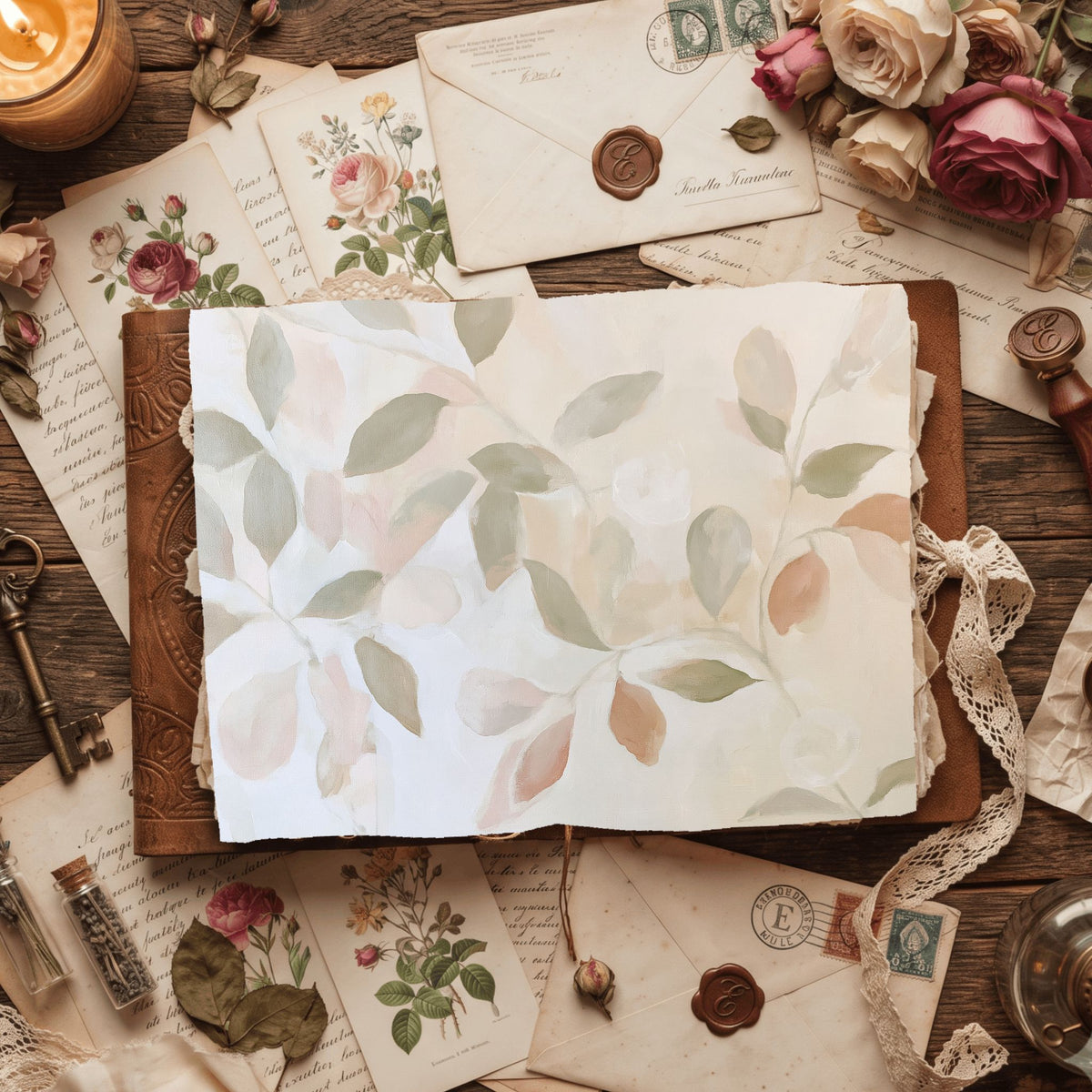 Abstract Botanical Leaves Painting