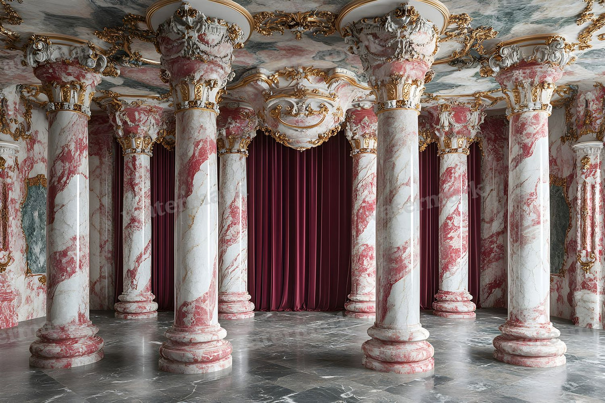 Baroque Marble Columns digital photo backdrop for photo editing, preview 3