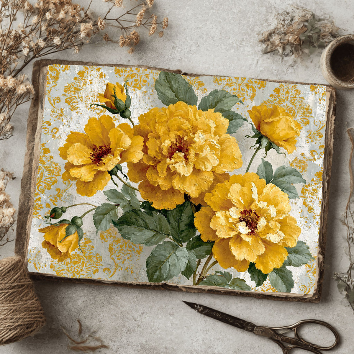 Bright Yellow Shabby Chic Journal Paper