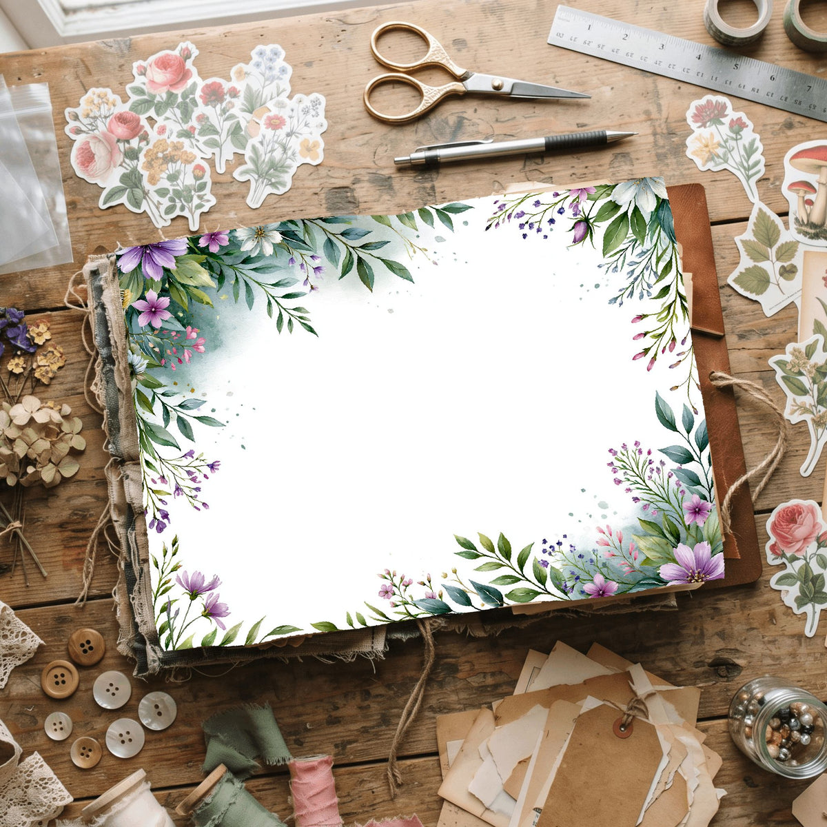 Delicate Botanical Border Frame