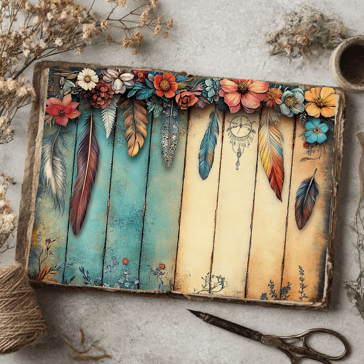 Dreamy Aged Vintage Printable Paper