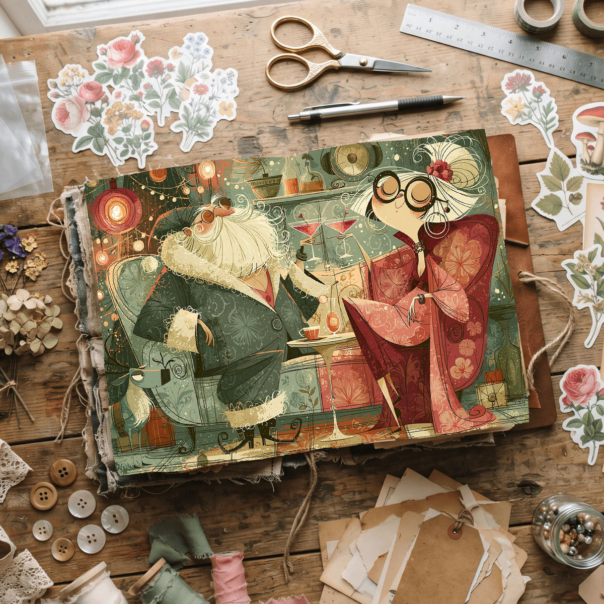 Groovy Vintage Santa Christmas Art