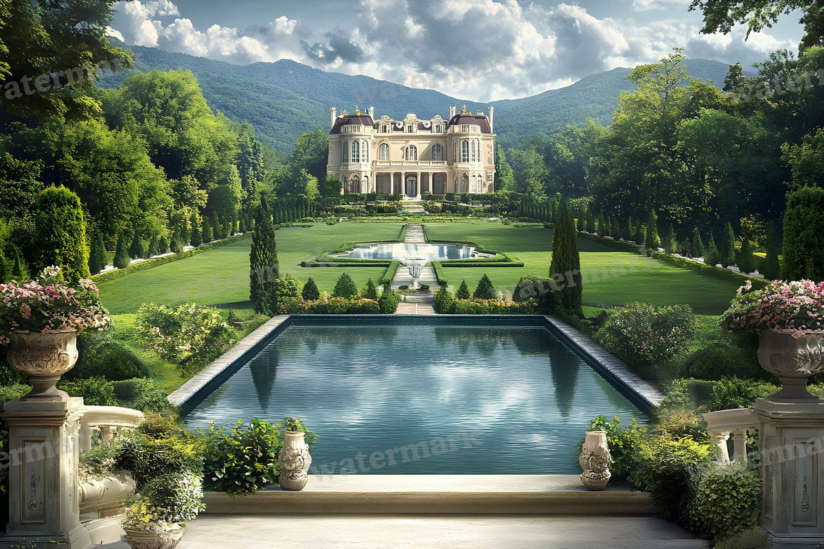 Opulent Estate View digital photo backdrop for photo editing, preview 3