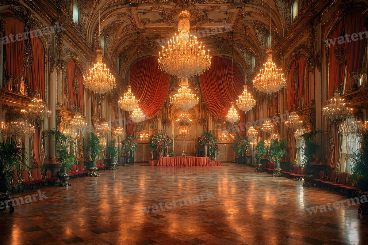 Opulent Wedding Ballroom digital photo backdrop for photo editing, preview 3