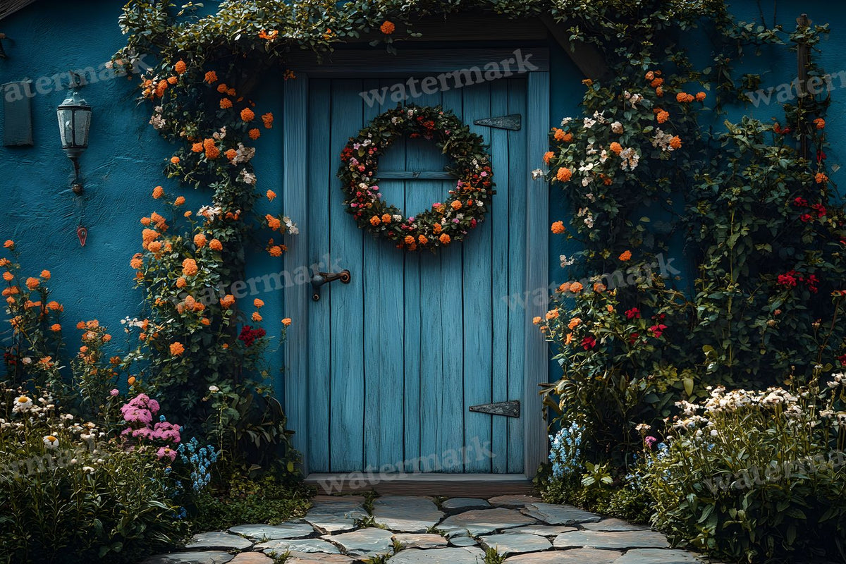 Pastel Cottage Door digital photo backdrop for photo editing, preview 3