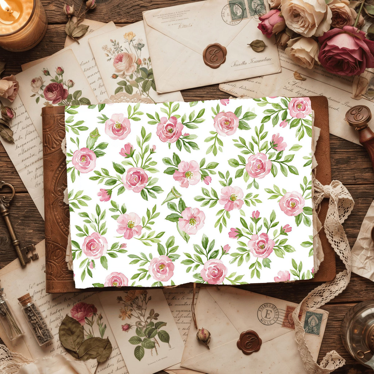 Pastel Pink & Green Watercolor Pattern