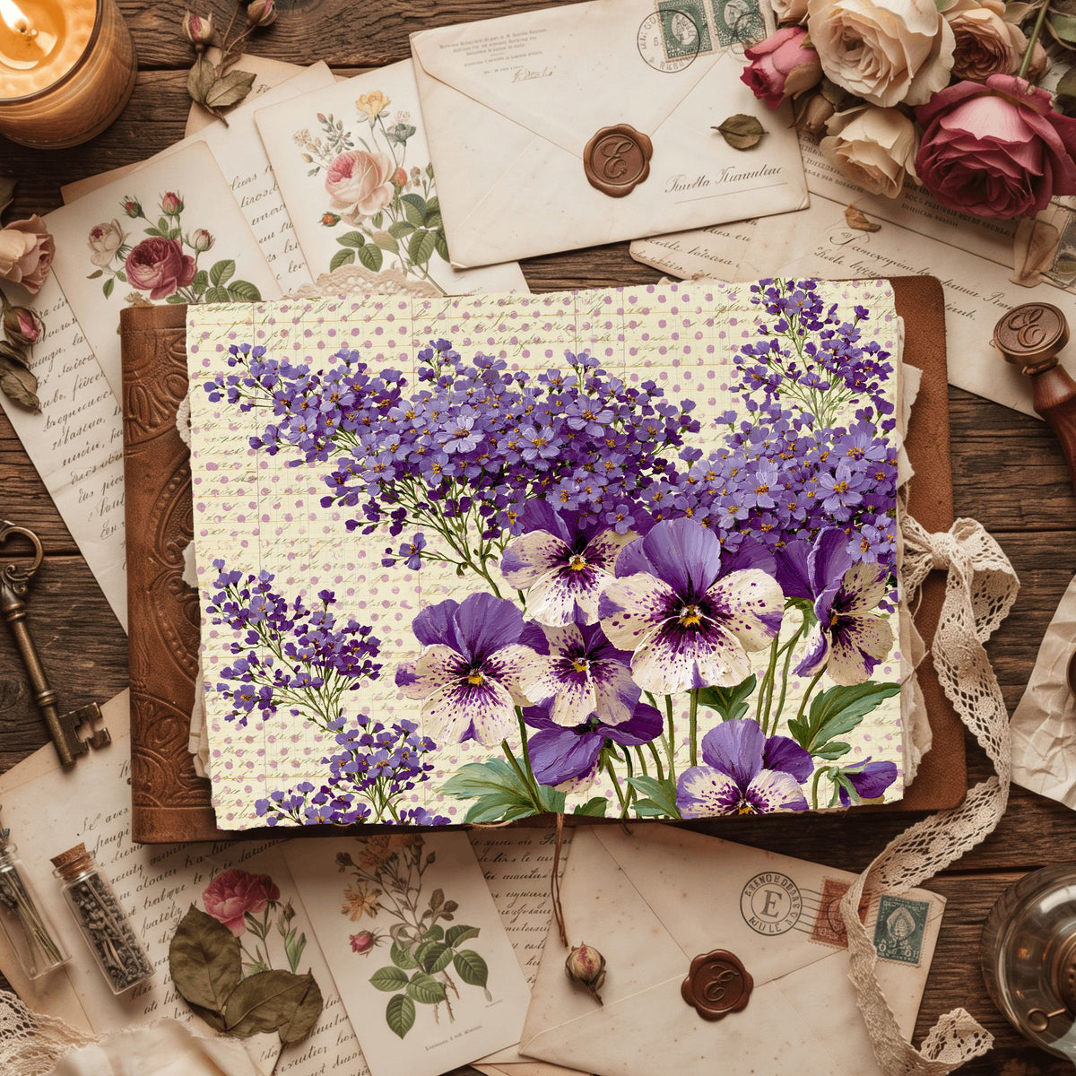 Pastel Purple Shabby Chic Journal Paper