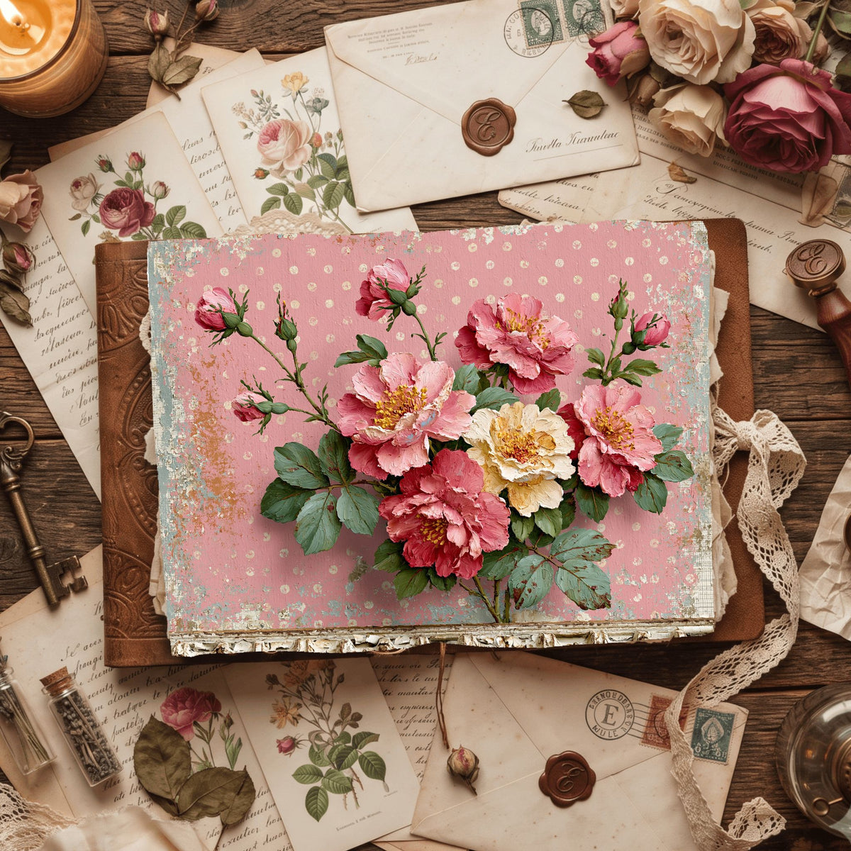 Pink Shabby Chic Journal Paper