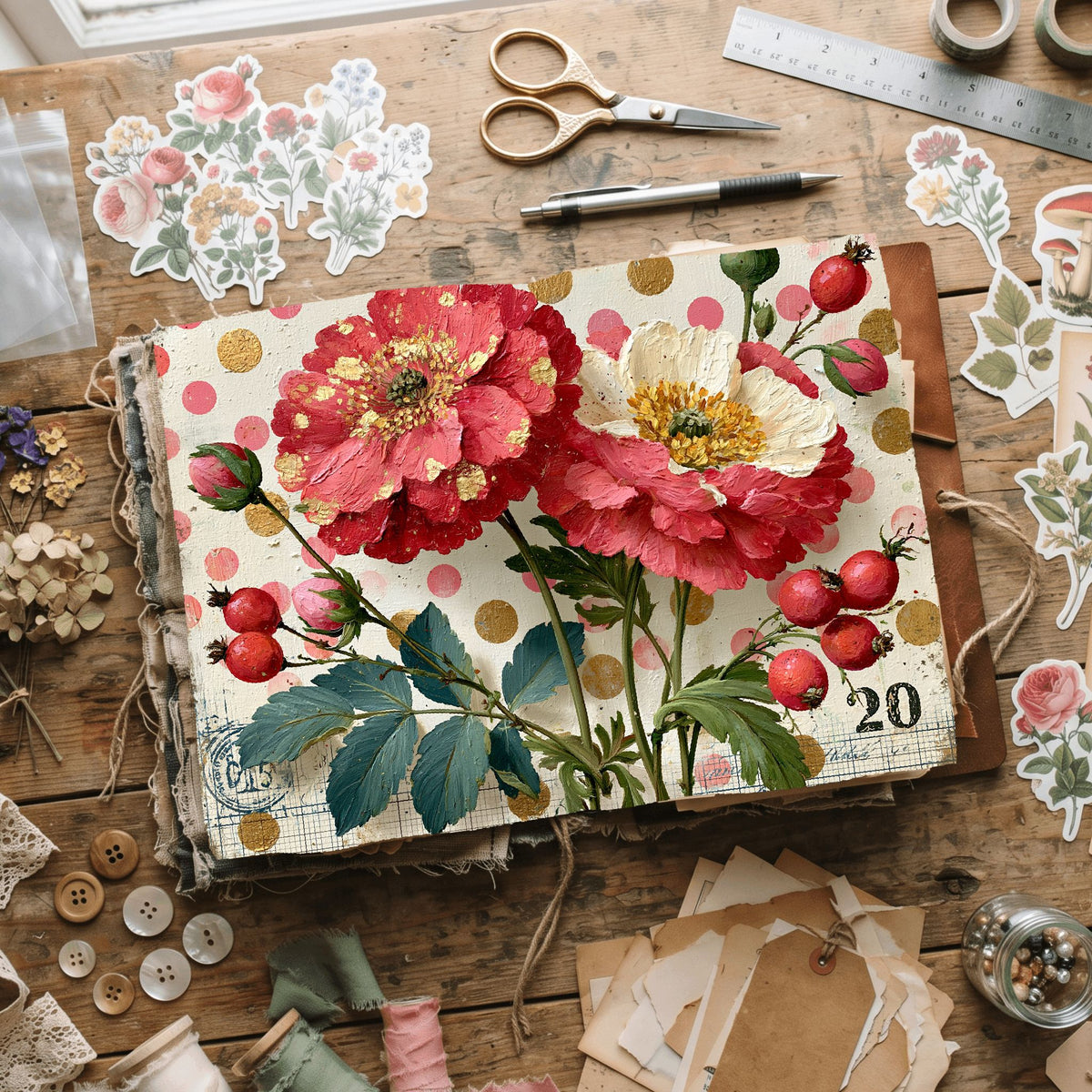 Pink & Gold Shabby Chic Journal Paper
