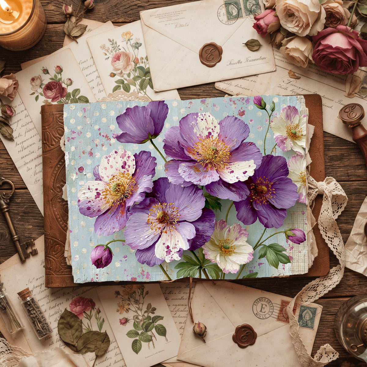 Purple Shabby Chic Journal Paper