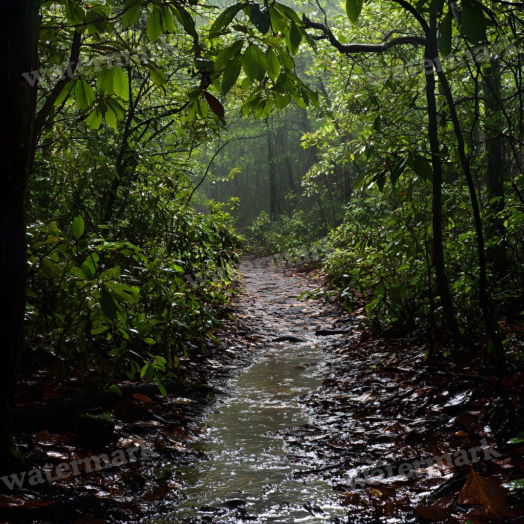 Rainy Forest digital photo backdrop for photo editing, preview 3