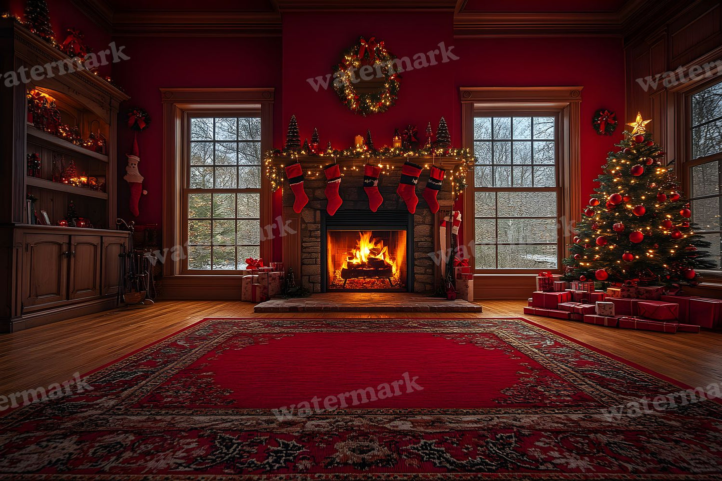 Red Christmas Backdrop Images