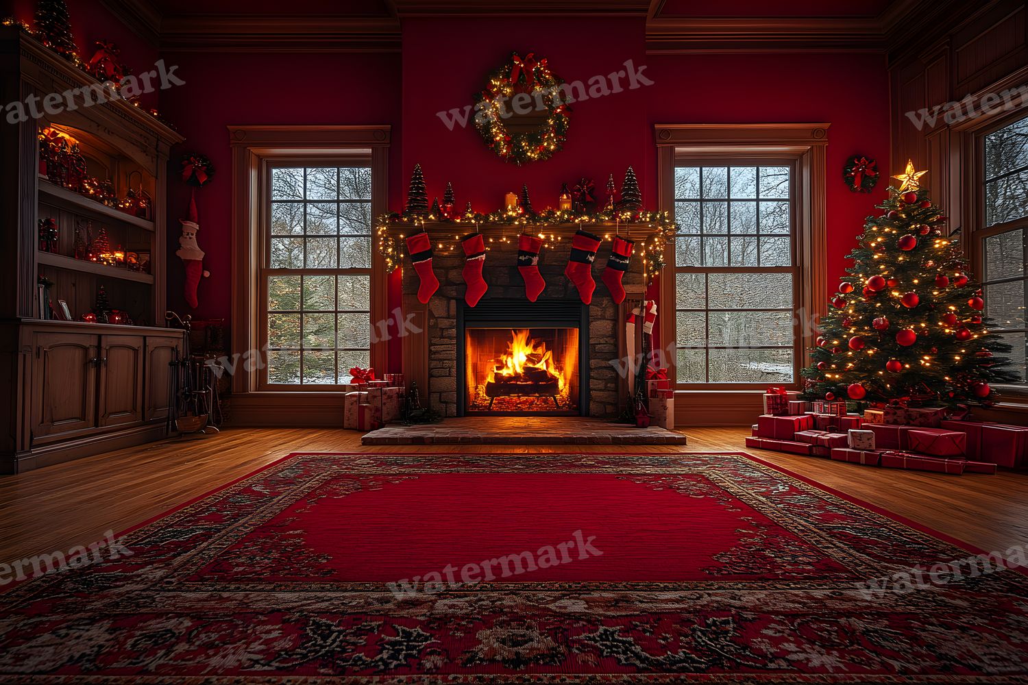 Red Christmas Backdrop Images