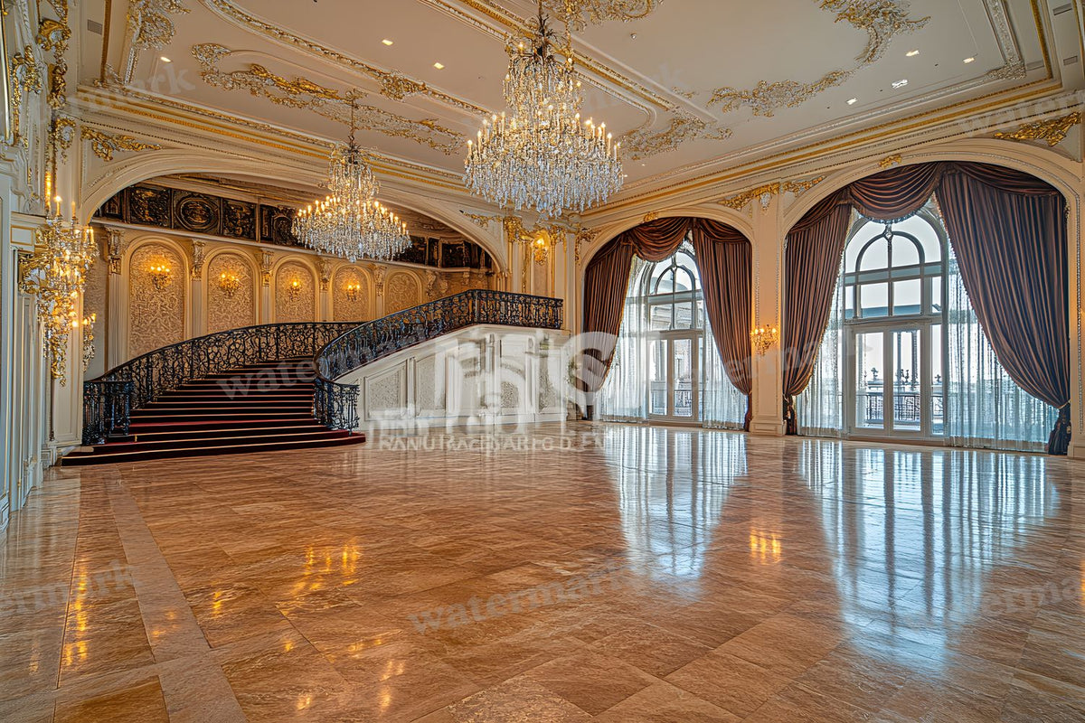 Royal Ornate Ballroom digital photo backdrop for photo editing, preview 3