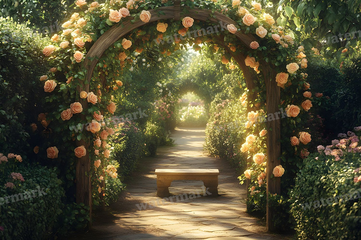 Secret Garden Arbour digital photo backdrop for photo editing, preview 3