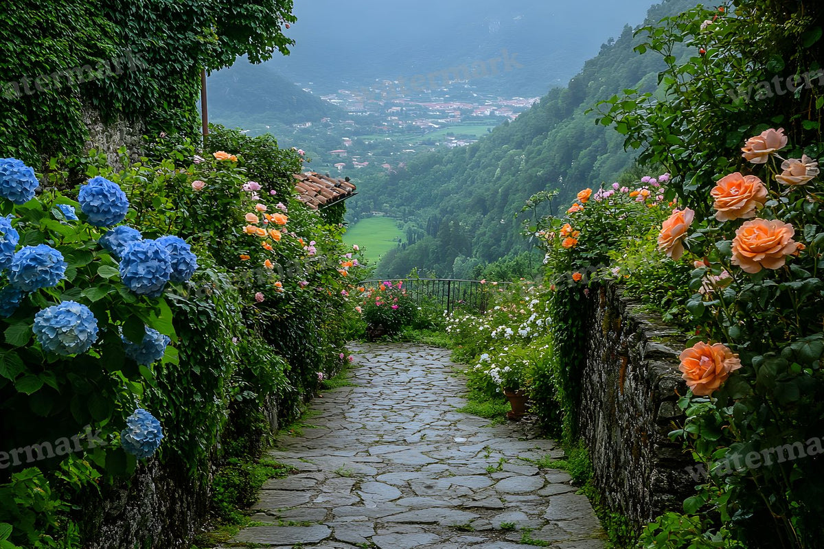 Secret Garden Overlook digital photo backdrop for photo editing, preview 3