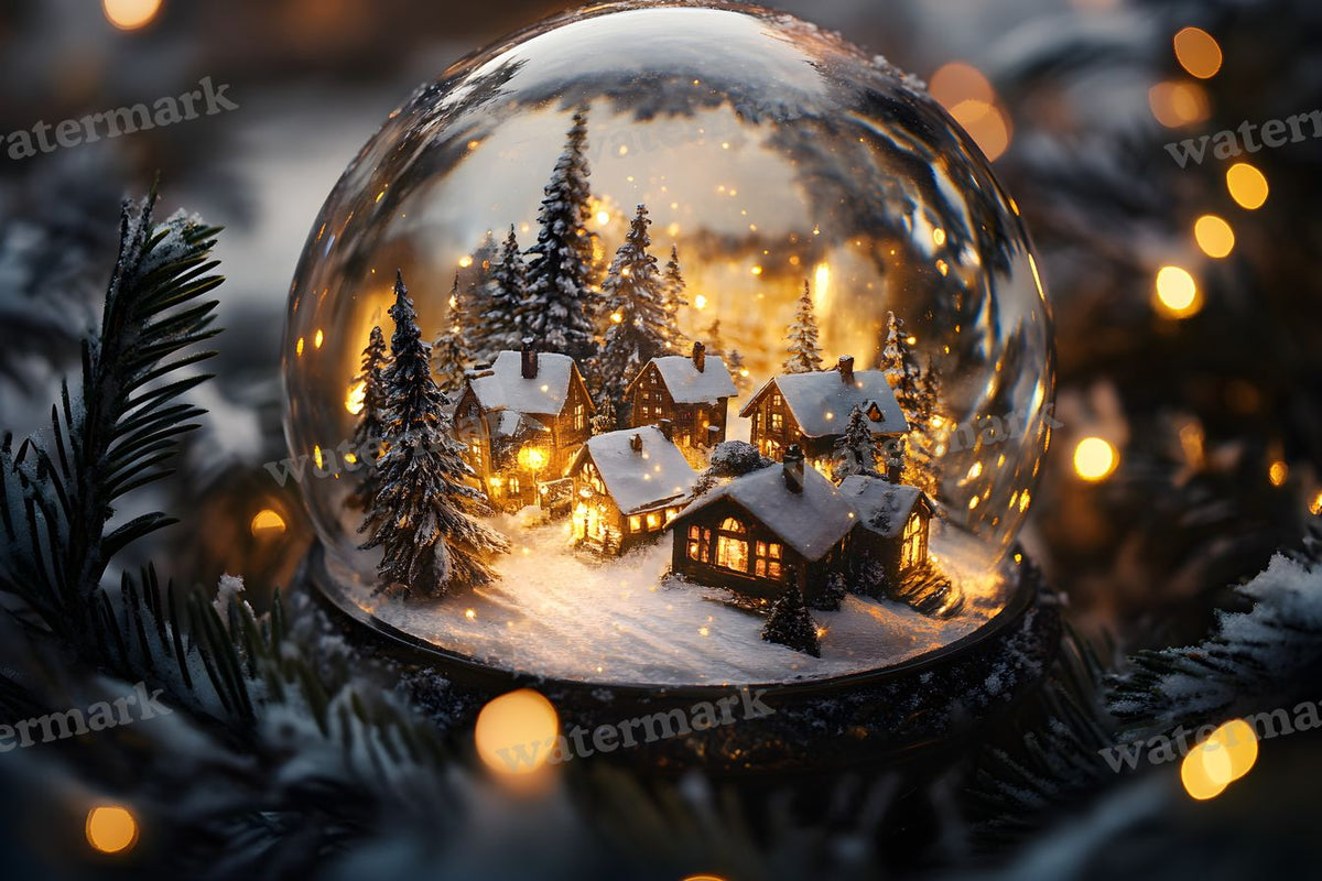 Snowy Snow Globe digital photo backdrop for photo editing, preview 3