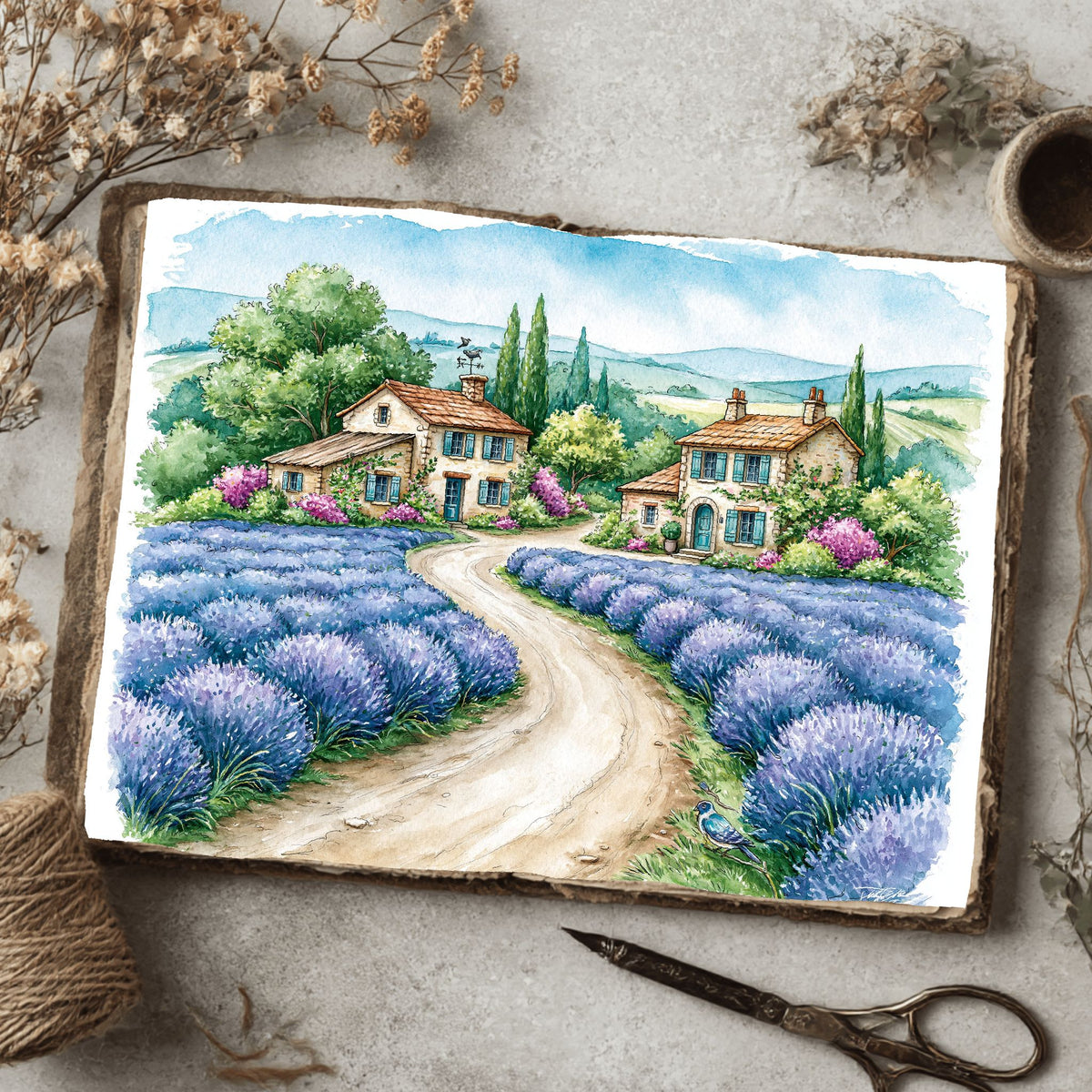 Traditional Watercolor Landscape
