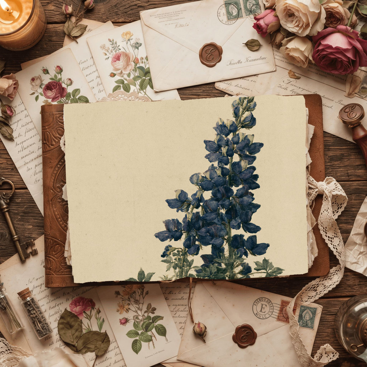 Vintage Arroyo Lupine Botanical Illustration