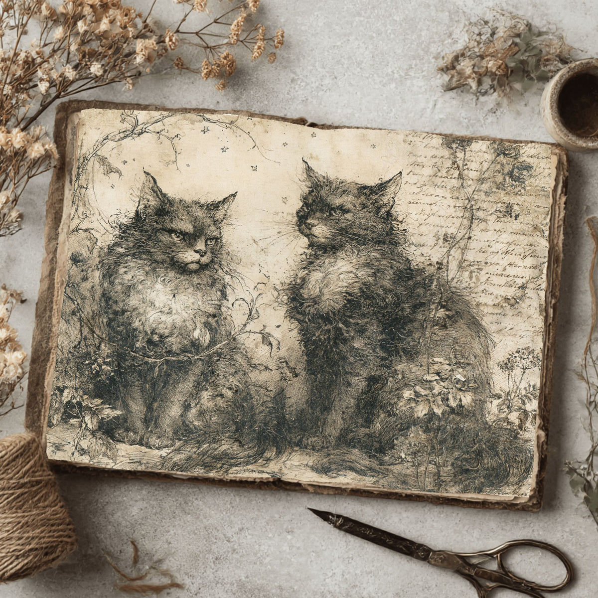 Vintage Black Cat Journal Paper