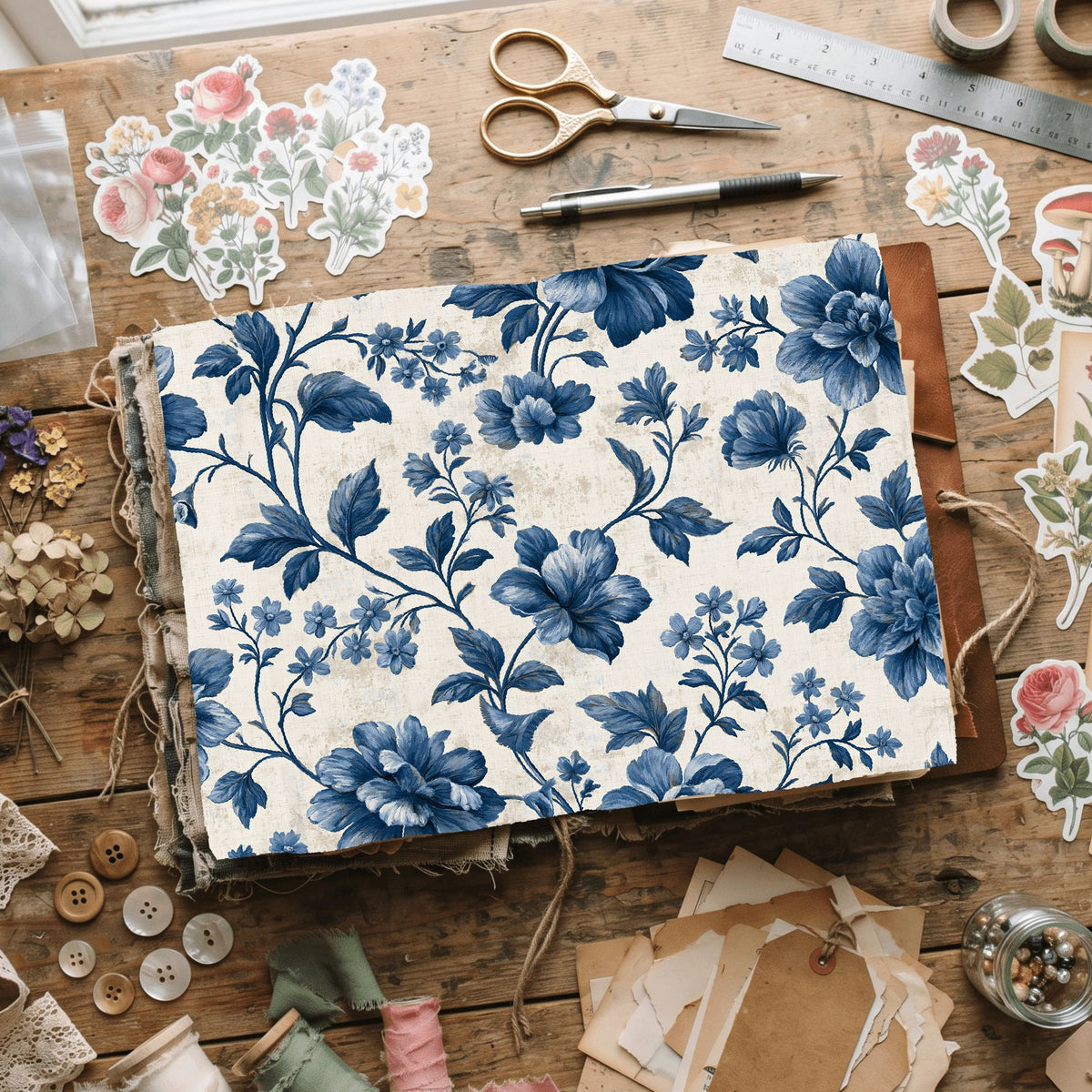 Vintage French Toile Floral Pattern