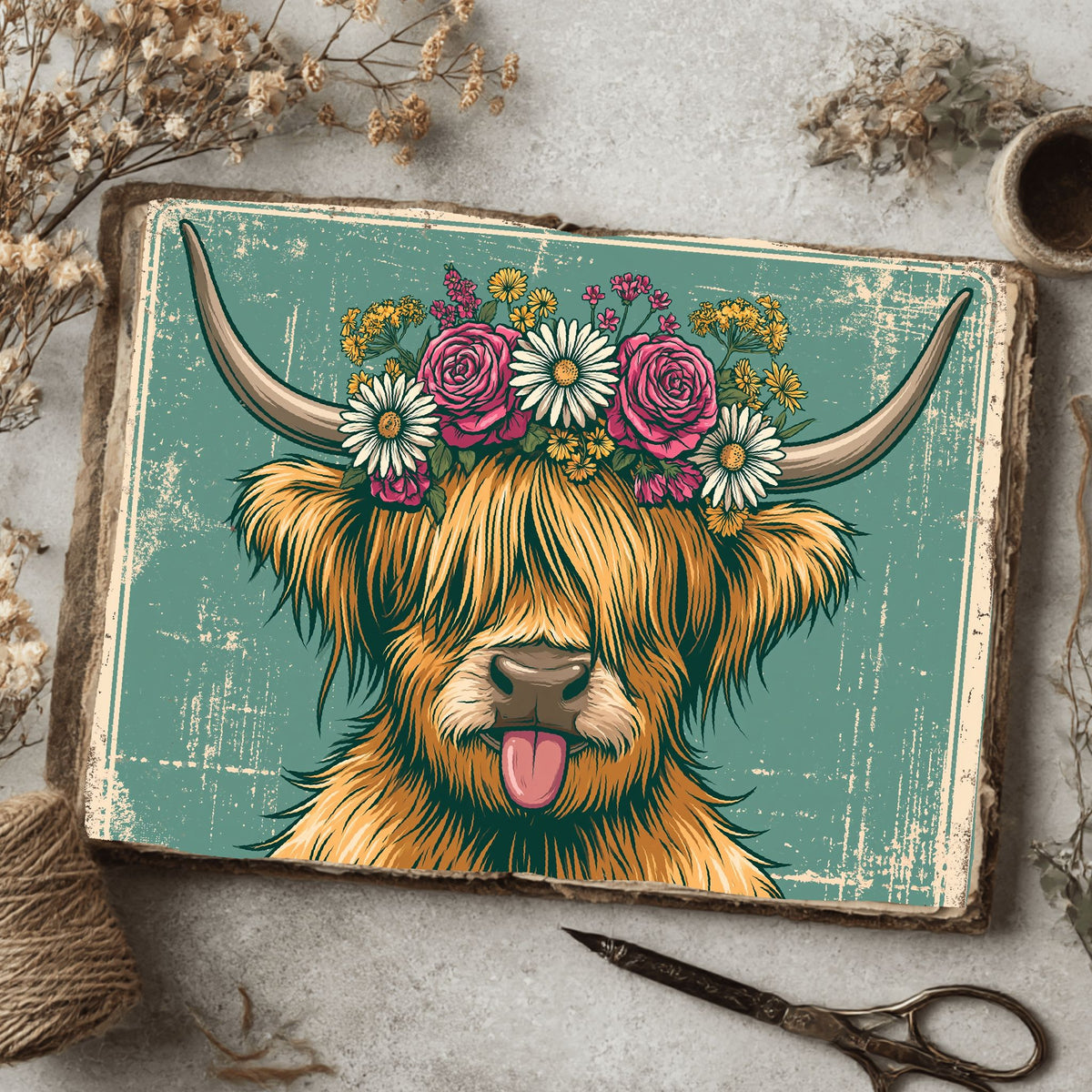 Vintage Highland Cow Tin Sign