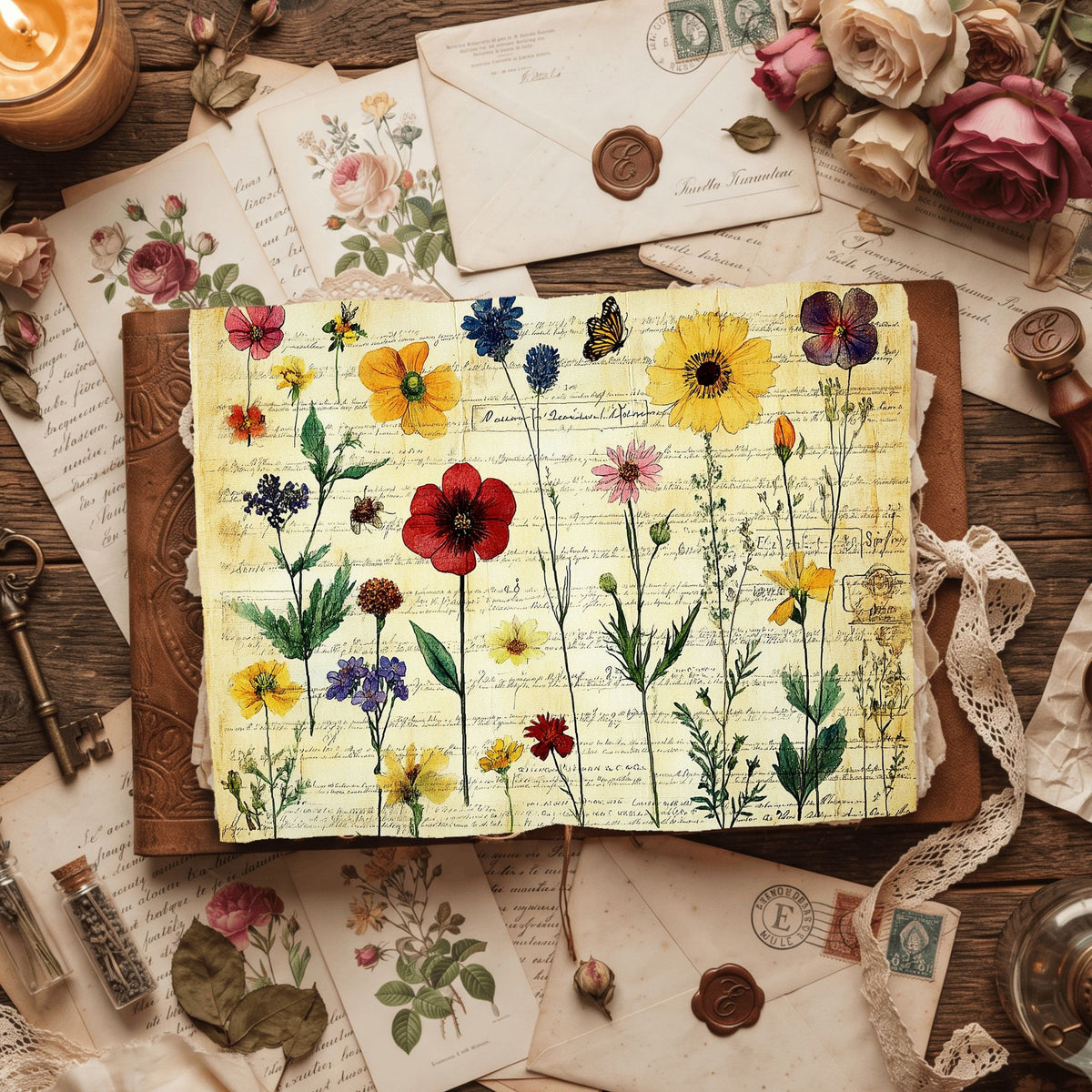 Vintage Wildflower Writing Paper