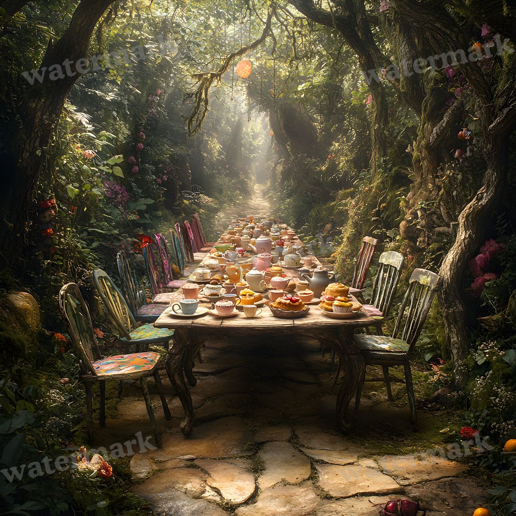 Whimsical Tea digital photo backdrop for photo editing, preview 3